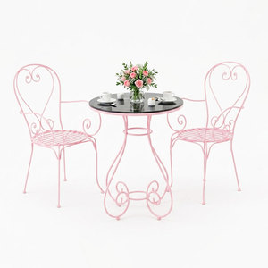 CBCF230 <b>Outdoor</b> Iron Garden Set Durable European Style Cafe <b>Table</b> and Chair with Decorative Patterns - Product Image 1