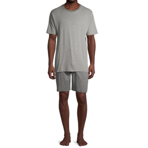 Ensemble de chemises rayées en coton doux, vêtements de nuit décontractés pour la maison, produit tendance 2025, vêtements de plage pour hommes, ensembles jumeaux en coton fabriqués en gros - Product Image 1