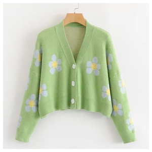 Cardigans pour femmes personnalisés avec logo 2025, décontractés, col en V, chauds, pour l'extérieur, en tricot d'hiver, plusieurs couleurs avec broderie - Product Image 1