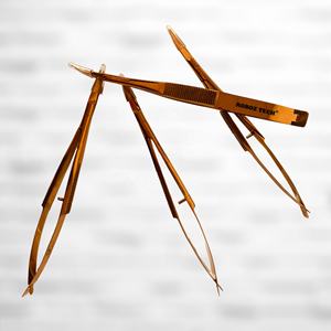 กรรไกรไมโครสีโรสโกลด์ 12 ซม. เครื่องมือผ่าตัดความแม่นยำสูง สำหรับตัดหนังกำพร้า ตา และคิ้ว พร้อมสปริงบีบ - Product Image 1