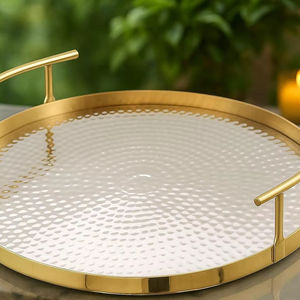 ถาดโลหะมีพื้นผิวที่ทันสมัยเหมาะสำหรับการตกแต่งบ้านที่ทันสมัยและให้บริการชากาแฟหรือขนมขบเคี้ยวในงานกิจกรรม - Product Image 3