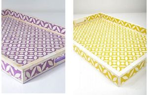 Plateau de service spécial Eid avec incrustation d'os, technique d'émail coloré, prix d'usine, fabriqué en Inde par HAND MADE CRAFT - Product Image 3