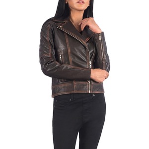 Nueva chaqueta de cuero de moda para mujer, ropa de abrigo de invierno, tela de lona para montar en moto, colores y tamaños personalizados, venta al por mayor - Product Image 2