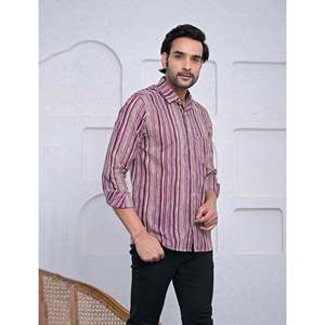 Chemise pour homme, 100% coton, imprimée avec des motifs floraux à pois, décontractée, manches longues, options de tissu popeline Oxford, fabrication ODM/OEM - Product Image 3