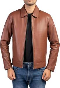 Chaqueta de Abrigo para Hombre, Chaquetas para Hombre, Cuerpo de Lana, Mangas de Cuero PU, Chaqueta de Cuero PU de Corte Ajustado para Hombre ODM, Chaqueta de Motociclista con Cremallera - Product Image 2