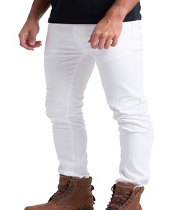 กางเกงยีนส์ทรงสลิมฟิตของผู้ชายกางเกงยีนส์ผ้ายืดรัดรูปสีดำน้ำเงินสำหรับผู้ชายโลโก้แบบกำหนดเอง - Product Image 1