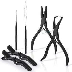 Ensemble de pinces professionnelles pour extensions de cheveux, outil de tirage d'aiguille en boucle, acier inoxydable, prix d'usine OEM - Product Image 5