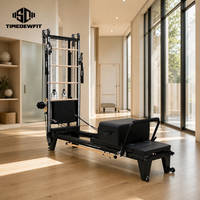 Reformer Pilates Professionnel Portable en Aluminium Noir, Cadillac Tower Commercial, Lit de Pilates pour la Rééducation Physique et les Studios de Gymnastique