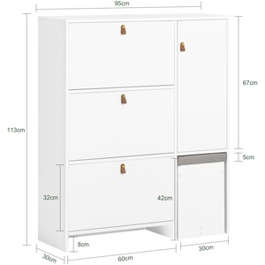 Mueble <span class=keywords><strong>Zapatero</strong></span> Moderno de Madera Blanca de 3 Niveles <span class=keywords><strong>con</strong></span> Almacenamiento en la Entrada, <span class=keywords><strong>Zapatero</strong></span> Independiente <span class=keywords><strong>con</strong></span> Puerta para Sala de Estar, MOQ 200 - Product Image 5