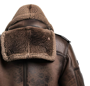 เสื้อโค้ทหนัง PU สีน้ำตาลคอตั้งสำหรับผู้ชายเสื้อโค้ทขนสัตว์เทียมยาวปานกลางแบบไม่สมมาตรสไตล์ทันสมัย - Product Image 3