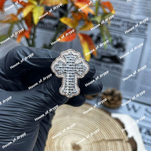 Bague Croix en Argent 925 Sertie de Diamants Moissanite, Bijou Croix Luxe Hip Hop pour Cadeau - Product Image 1