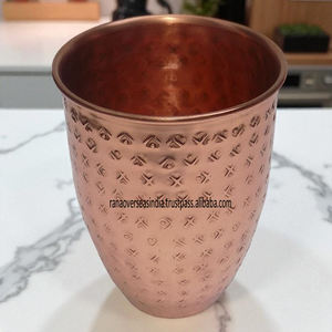 Gobelet à eau en cuivre pur martelé traditionnel Produit de bien-être ayurvédique et vaisselle pour la maison et les cadeaux à bon prix - Product Image 3