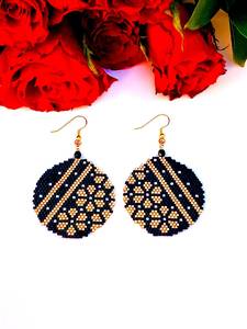 ต่างหูลูกปัดแก้วดีไซน์ทันสมัยประดับด้วยเทอร์ควอยซ์และพู่ห้อยระย้า ของขวัญเครื่องประดับสุดพิเศษจาก MS Handicraft - Product Image 3