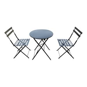 Set di Mobili da Giardino Moderni Jet-Line Bistro con Tavolo Nero e 2 Sedie Pieghevoli per Terrazza, Balcone o Parco - Product Image 6