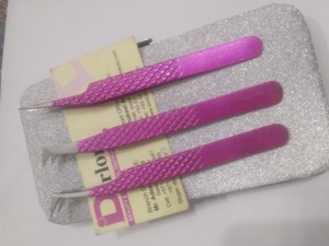 Customize <b>Glittery</b> Color Coated Stainless Steel Eyelash Extension Tweezers Private Custom Label - Product Image 3