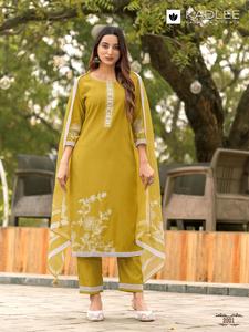 Lanzamiento de nuevo diseñador Festival Wear Heavy Pure Viscose Print & Hand Work Top con cuello redondo e inferior con estampado de organza Dupatta - Product Image 4