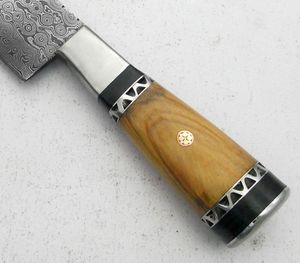 มีดทำครัวเหล็กดามัสกัสทำด้วยมือพร้อมปลอกหนัง - Product Image 3