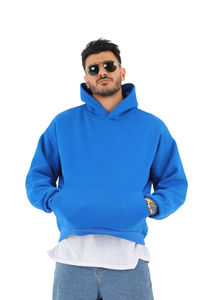 Sweat-shirts à capuche pour hommes personnalisés, épaules tombantes, 100% coton, surdimensionnés, chauds pour l'hiver, motif uni, sweat-shirts à capuche pour hommes - Product Image 4