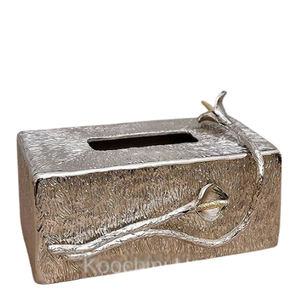 Porte papier hygiénique de luxe moderne de forme rectangulaire porte-papier hygiénique sur pied en métal et aluminium plaqué or - Product Image 6