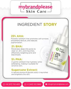 Sérum exfoliant pour le visage avec 25 % d'AHA, 2 % de BHA, 5 % de PHA pour une peau éclatante et une texture affinée - Product Image 5