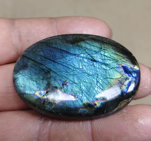 Cabujón Ovalado de Labradorita Azul Natural con Destello, Piedra Preciosa Suelta para Joyería, Pulido, con Certificación de Terceros - Product Image 2