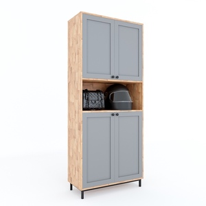 Meuble à chaussures minimaliste à 4 niveaux avec structure en bois de caoutchouc et pieds en fer thermolaqué KG68025 - Product Image 1