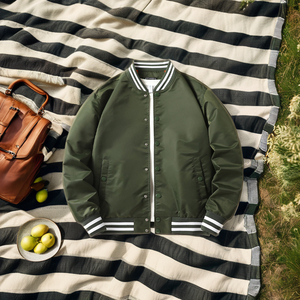 <b>Men</b> Satin <b>Varsity</b> <b>Jacket</b> Stylish Retro Fashion <b>Bomber</b> Baseball Letterman Coat Casual Streetwear Trendy <b>Mens</b> Sports Clothing - Product Image 3