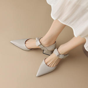 Wholesale Fashion <b>Closed</b> <b>Toe</b> Design Light Elegant Square High <b>Heel</b> Femme Dress Shoes Ladies Pumps Heeled Sandals for Women - Product Image 4