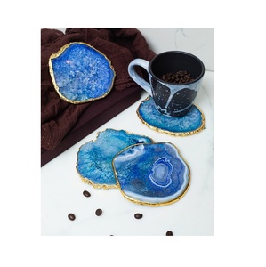 Meilleure qualité Agate cristal sous-verres or plaqué acheter en gros Agate tranche sous-verre Agate sous-verre Agate pour la décoration de la maison - Product Image 1