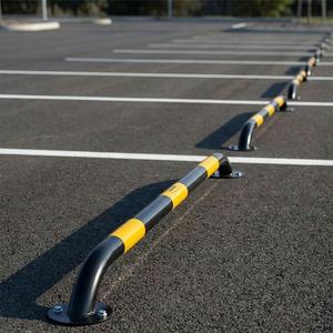 Set of 10 Black 200x16cm 60mm Parking Lot Vehicle Stoppers Made of Durable <b>Rubber</b> - Product Image 1