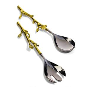 Juego de cubiertos de servidor de ensalada de cobre y latón de acero inoxidable curvo, las mejores herramientas de cocina para servir ensalada - Product Image 3