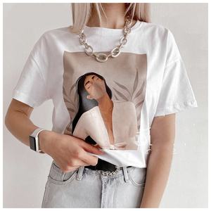 T-shirt femme, nouveau t-shirt à imprimé graphique d'été, 100% coton, vêtements vintage, pull décontracté surdimensionné - Product Image 1