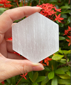 ดอกไม้จักระที่สวยงามของชีวิตสลักแผ่นชาร์จ SELENITE/แกะสลักแผ่นหกเหลี่ยม SELENITE/คริสตัลรักษา SELENITE - Product Image 3