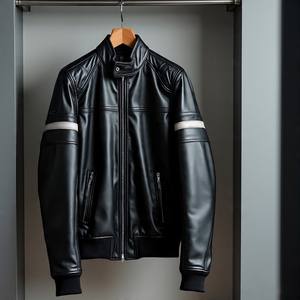 Blouson en cuir de vachette à poches blindées Grossiste Marque privée - Product Image 4