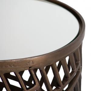 Tabouret latéral en métal au design perforé Tabouret d'appoint rond en aluminium coulé Console en incrustation d'os pour meubles de salon et de chambre à coucher - Product Image 2