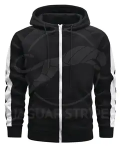 Customize Zip Up Hoodies with your Logo Wholesale Long Sleeve With Stripe Men Zipper Hoodie Cotton Zipper Up Hoodie