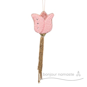 Decorazione di natale per donne e artigiani floreali per decorazioni natalizie giocattolo di Natale con tulipano rosa ecologico fatto a mano e foglia d'oro - Product Image 2