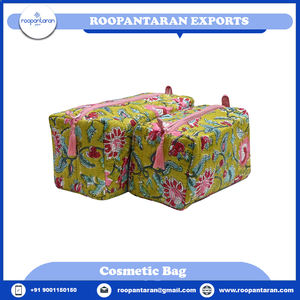 Bolsa DE ASEO con estampado de bloque de mano indio de alta calidad, monedero, bolsa de cosméticos, juego de dos bolsas a precio mayorista - Product Image 6
