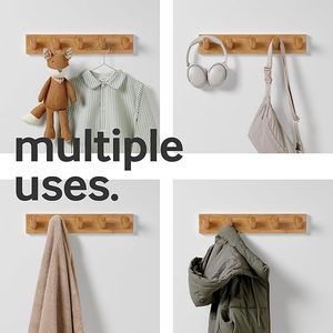 Modern Scandinavian Home Decor Wooden Coat Hooks Wall Mount Coat <b>Rack</b> in Bamboo Style for Bedroom Bathroom Kitchen - Product Image 6