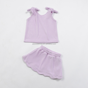 Ensemble Confortable Tendance 2026 pour Enfants : Débardeur à Bretelles en Tissu Éponge + Short à Ourlet Festonné, Doux, Absorbant, Multicolore - Product Image 3