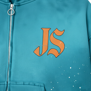 <b>Women</b> Zip Up Hoodie 360 GSM Cotton Polyester Blend Cozy Feel Teal with <b>Orange</b> Graphics Custom Logo Printing basics <b>hoodies</b> - Product Image 6