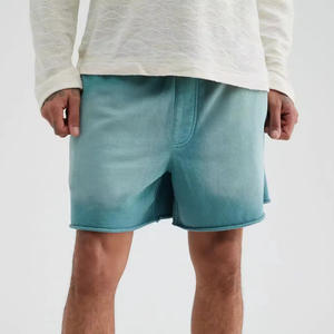 Wholesale 100% Cotton <b>Fleece</b> <b>Men's</b> Acid Wash <b>Shorts</b> Good Quality Custom Puff Printing Solid Pattern Drawstrings - Product Image 2