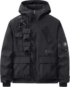 Veste coupe-vent imperméable pour homme, best-seller, avec capuche en forme de entonnoir, logo personnalisé, taille plus, col montant pour l'hiver - Product Image 1