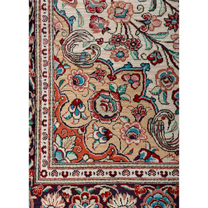 Tapis en soie noués à la main Gulmarg, grand format, motifs médaillon rouge-orange, formes géométriques pour la maison Pae-6443, pour salon et couloir - Product Image 3