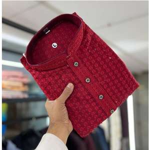 ชุดคุर्ตาผ้าฝ้ายสำหรับผู้ชายสไตล์ดั้งเดิม ให้ลุคคลาสสิกแบบชาติพันธุ์ เนื้อผ้านุ่มสบาย เหมาะสำหรับงานแต่งงานและกิจกรรมทางวัฒนธรรม - Product Image 6