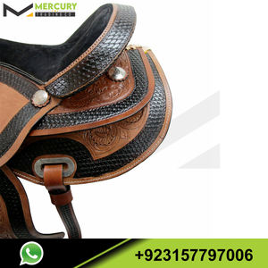 Silla de Montar de Cuero Occidental con Diseño de Mimbre Pintado, Tallada y con Acabado de Mimbre - Product Image 6