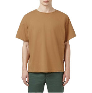 Men's Summer Casual Short T-Shirt Heavyweight Cotton Solid <b>Colour</b> Custom Logo Digital Printing Loose Fit for Fitness - Product Image 2