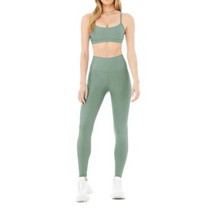 Femmes 2024 gros dos croisé sport soutien-gorge Leggings ensemble haute qualité Fitness vêtements de sport XL Plus 75% Nylon 25% Spandex sans couture - Product Image 1