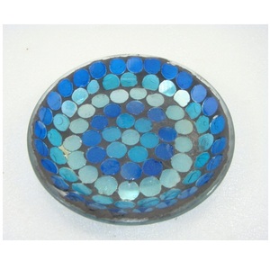 Placa cónica de vidrio con acabado de mosaico, placa cónica de forma redonda, portavelas para el hogar, sala de estar, comedor, mesa, fiesta, uso decorativo - Product Image 5