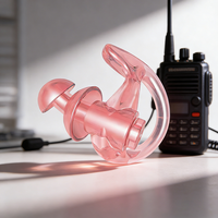 Earbud Pengganti Ramah Lingkungan dari Silikon (Hitam) untuk Walkie Talkie, Aksesori Headset Pelindung Pendengaran dengan Tabung Koil